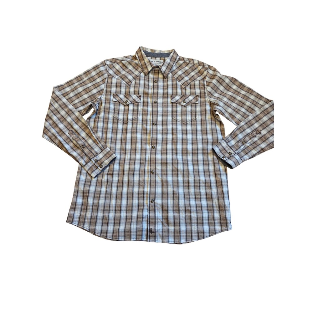 Cody James Men's Plaid Long Sleeve Western‎ Shirt Pearl Snap Size L